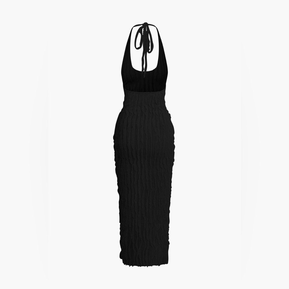 NWT Micas Sheer Ruffle Texture Halter Backless Maxi Dress size XS - Picture 2 of 8